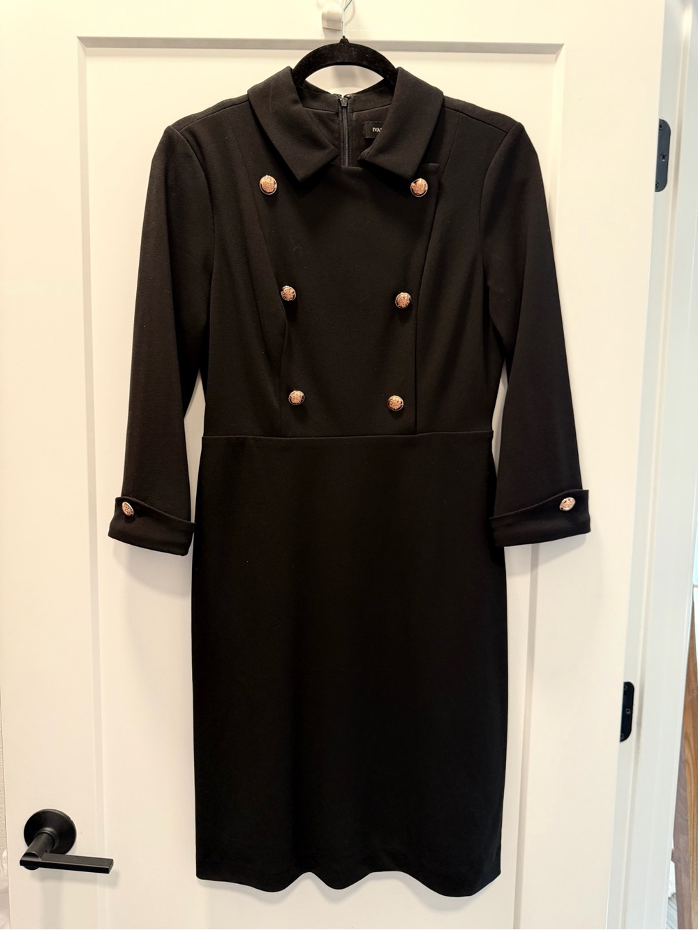 Ivanka Trump Black Long-Sleeve Double-Breasted Dress with Gold Buttons